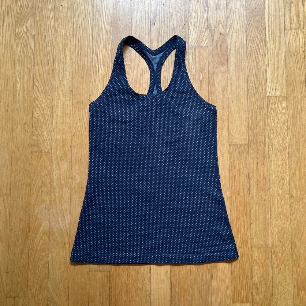 Lululemon Navy blue tank top with small white polka dots